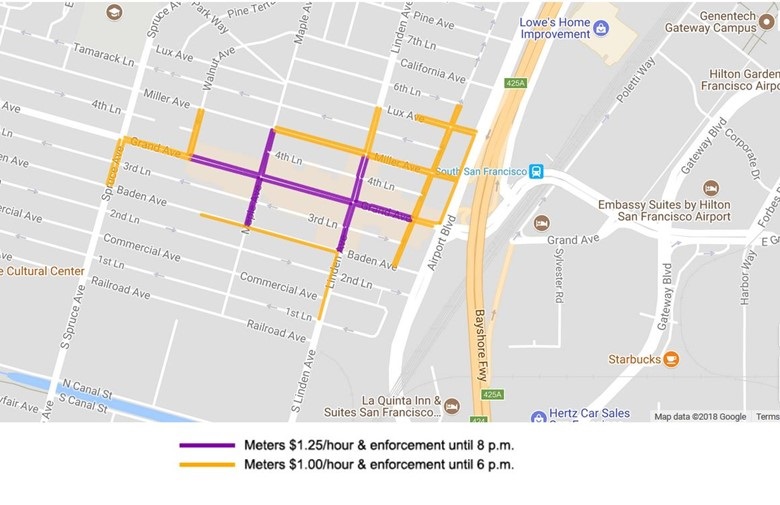 Map of on street parking locations