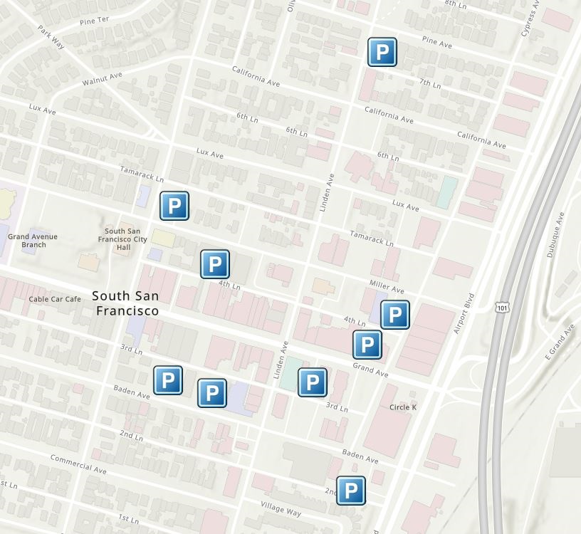 parking lots shown on a map